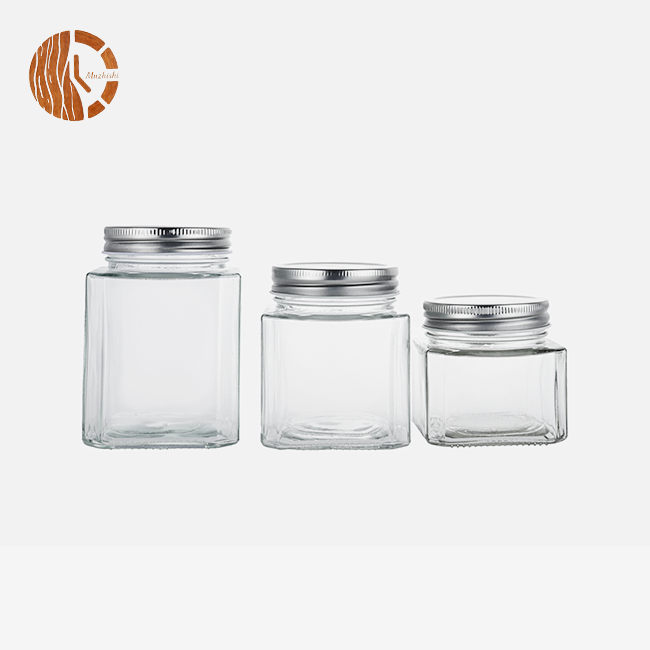 Square Clear Glass Jars With Lids